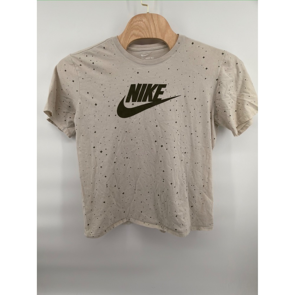 Nike T-Shirt Mens XL Beige Star Print Athletic Cut Futura‎ Logo Graphic Tee